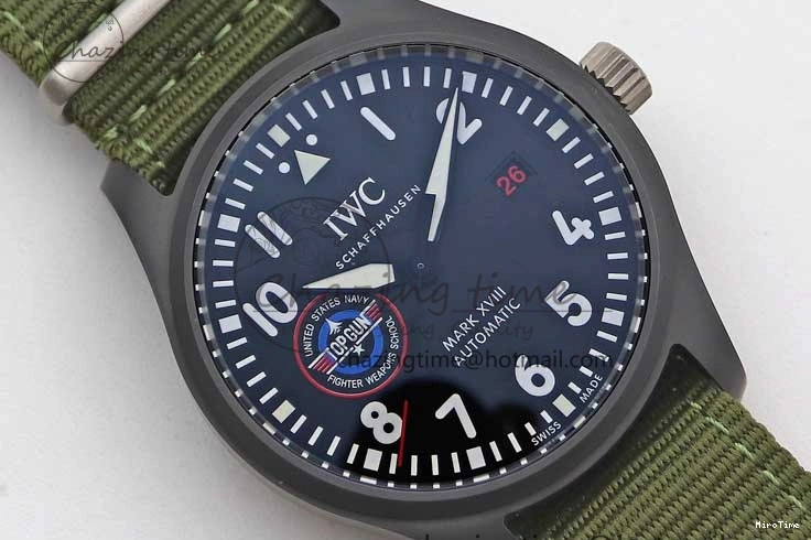 MIROTIME 0219 Packable Mark XVIII ‘TOPGUN SFTI’ Ceramic M+F Best Edition Black Dial on Green Nylon Strap 7048